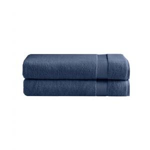 NEW UNDER THE CANOPY classic organic 2-piece bath sheet set in navy